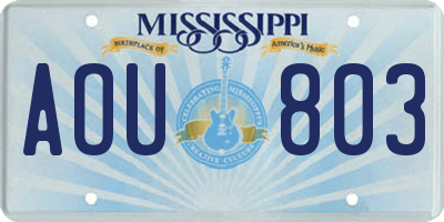 MS license plate AOU803