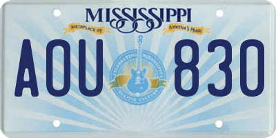 MS license plate AOU830