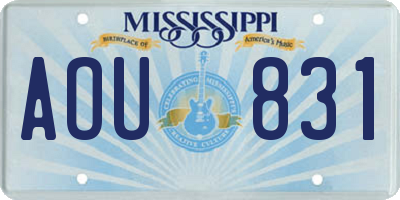 MS license plate AOU831
