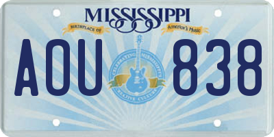 MS license plate AOU838