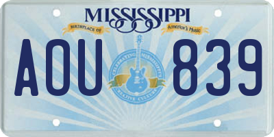 MS license plate AOU839