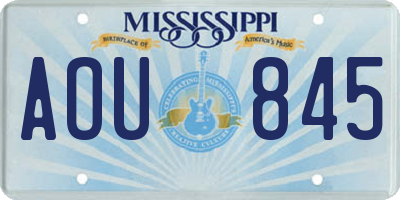 MS license plate AOU845