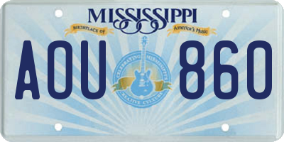 MS license plate AOU860