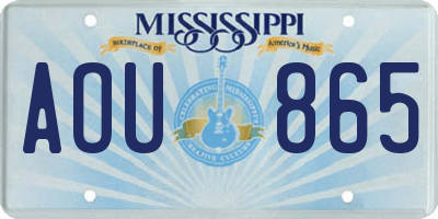 MS license plate AOU865