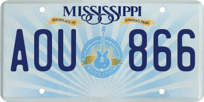 MS license plate AOU866