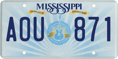 MS license plate AOU871