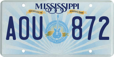MS license plate AOU872