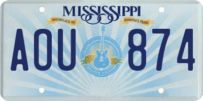MS license plate AOU874