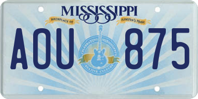 MS license plate AOU875