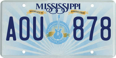 MS license plate AOU878