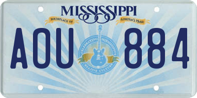 MS license plate AOU884