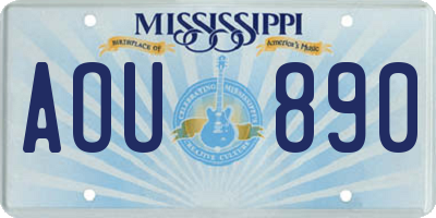 MS license plate AOU890