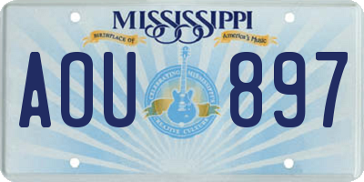 MS license plate AOU897