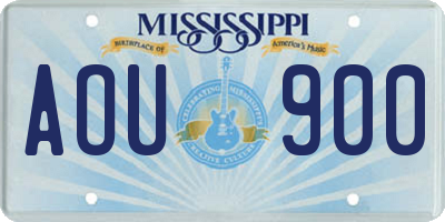 MS license plate AOU900