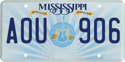 MS license plate AOU906