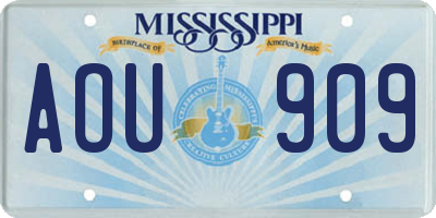 MS license plate AOU909