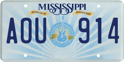 MS license plate AOU914
