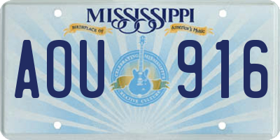 MS license plate AOU916