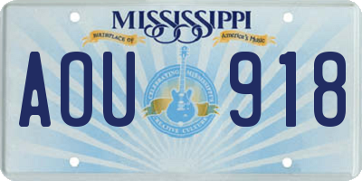 MS license plate AOU918