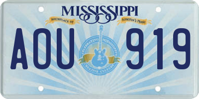 MS license plate AOU919