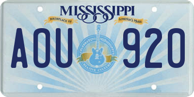 MS license plate AOU920