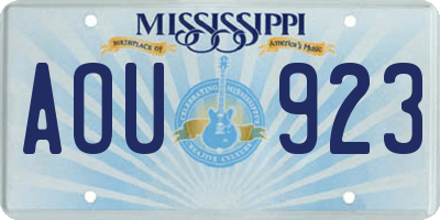 MS license plate AOU923