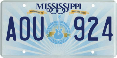 MS license plate AOU924