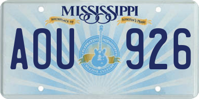 MS license plate AOU926