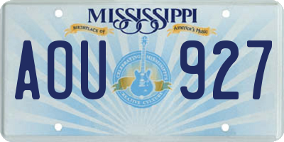 MS license plate AOU927