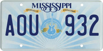 MS license plate AOU932