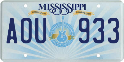MS license plate AOU933