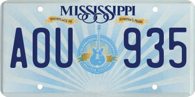 MS license plate AOU935