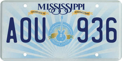 MS license plate AOU936