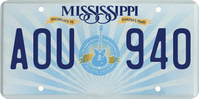 MS license plate AOU940