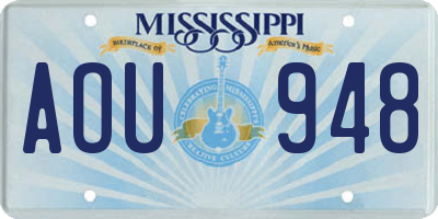 MS license plate AOU948