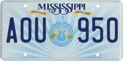 MS license plate AOU950