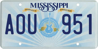 MS license plate AOU951