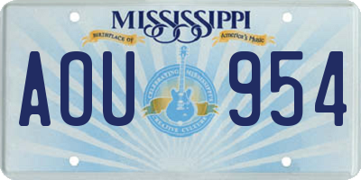 MS license plate AOU954