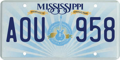 MS license plate AOU958