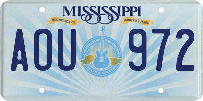 MS license plate AOU972