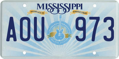 MS license plate AOU973