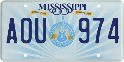 MS license plate AOU974