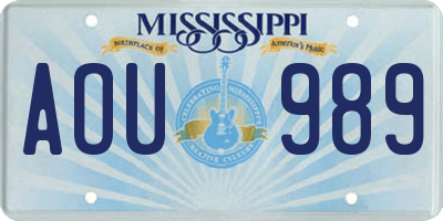 MS license plate AOU989