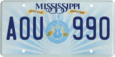 MS license plate AOU990