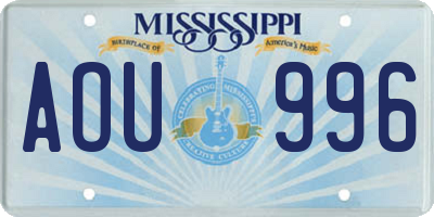 MS license plate AOU996