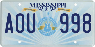 MS license plate AOU998
