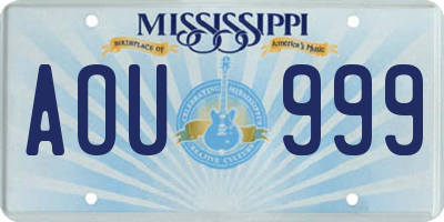 MS license plate AOU999