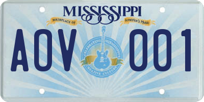 MS license plate AOV001