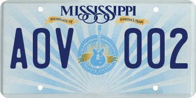 MS license plate AOV002