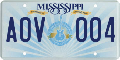 MS license plate AOV004